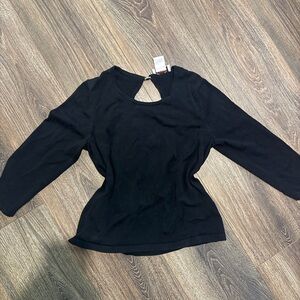 Vintage Black Fitted 3/4 Sleeve Blouse with sparkly back